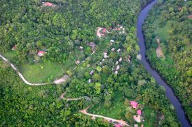 Arial view of the river Machal and the road to  The Lodge at Chaa Creek, Cayo, Belize – Best Places In The World To Retire – International Living
